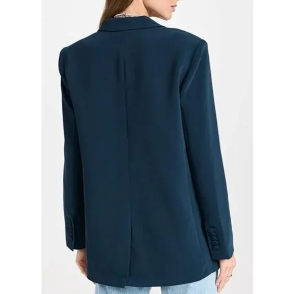 Cinq a Sept 'Margo' Asymmetric Ruffle-Front Blazer, Peacock Blue - Picture 4 of 4